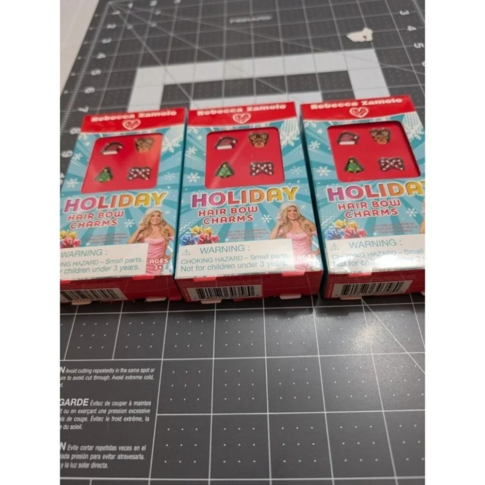 Rebecca Zamolo Christmas Holiday Hair Bow Charms Set 4 Bow Charms Lot 3 Sealed‎